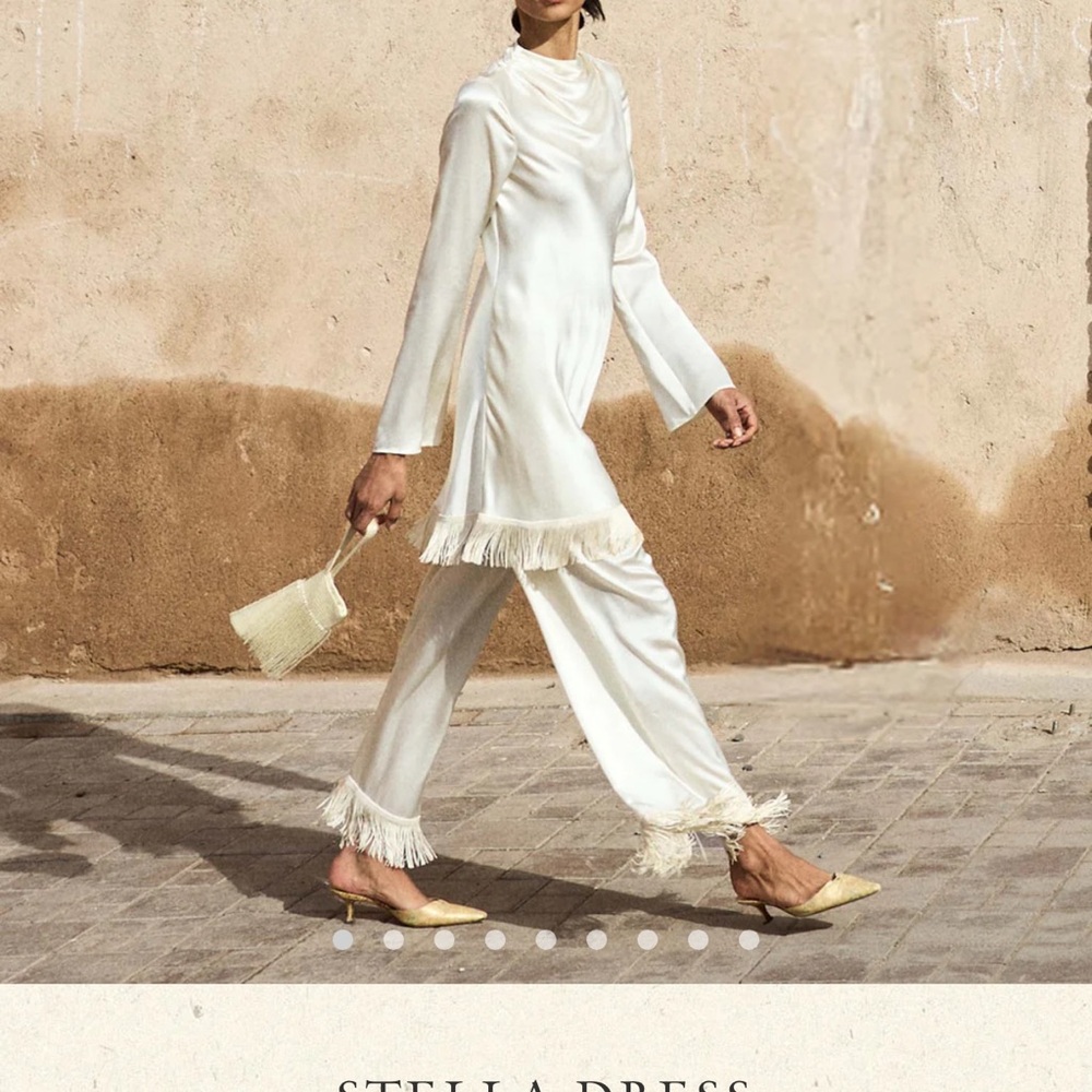 Doen Cream Fringe dress